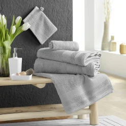 Serviette De Toilette|Douceur D'Intérieur Serviette de toilette 50 x 90 cm eponge unie tendresse Gris Perle