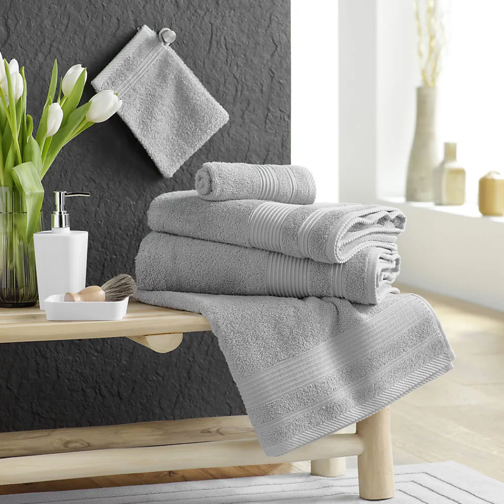 Serviette De Toilette|Douceur D'Intérieur Serviette de toilette 50 x 90 cm eponge unie tendresse Gris Perle