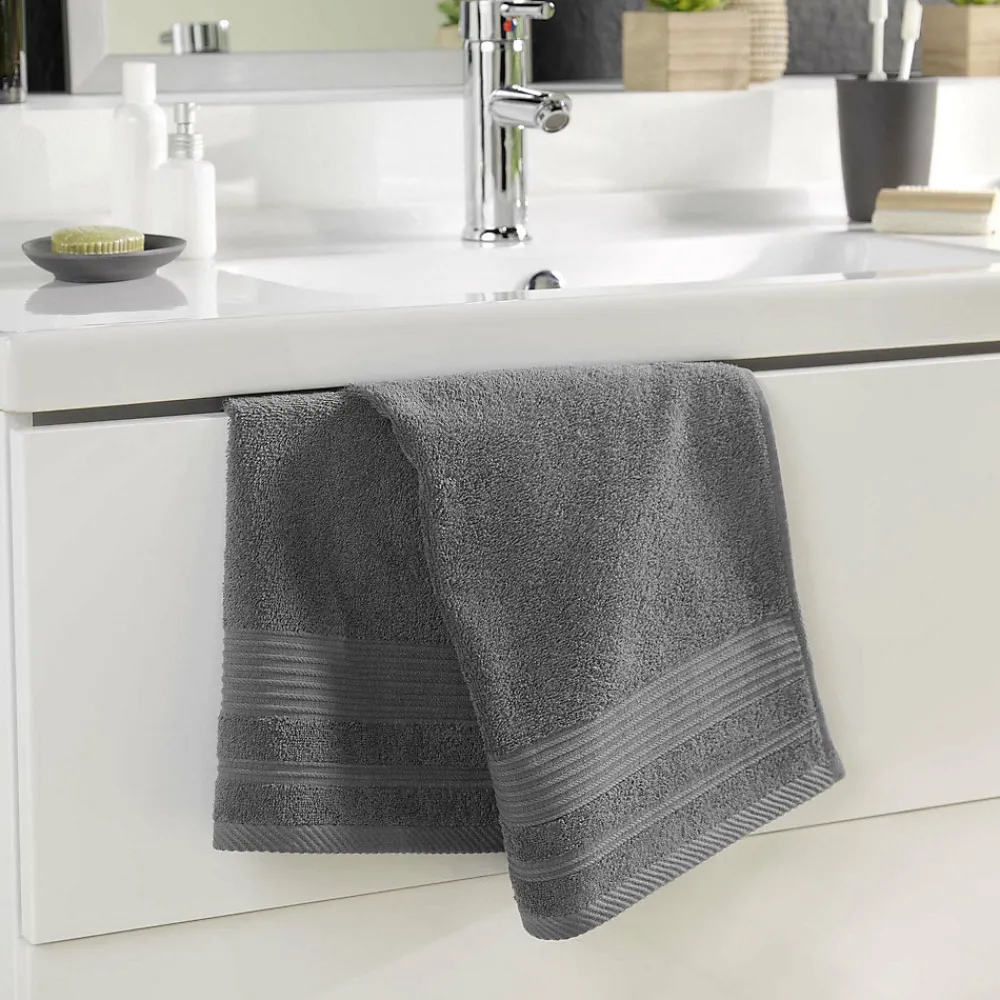 Douceur D'Intérieur Serviette de toilette 50 x 90 cm eponge unie tendresse Anthracite