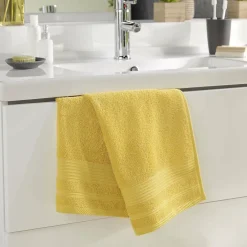 Serviette De Toilette|Douceur D'Intérieur Serviette de toilette 50 x 90 cm eponge unie tendresse Mimosa
