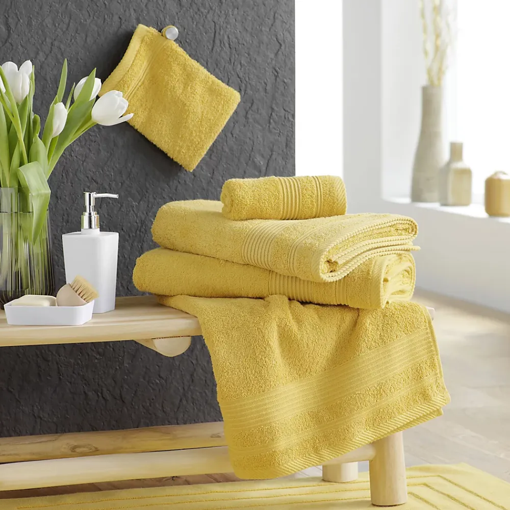 Serviette De Toilette|Douceur D'Intérieur Serviette de toilette 50 x 90 cm eponge unie tendresse Mimosa
