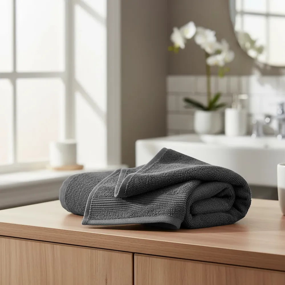 Serviette De Toilette|GoodHome Serviette de toilette anthracite 100 x 50 cm, Koros