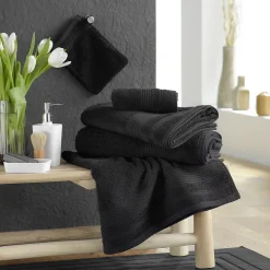Douceur D'Intérieur Serviette de Toilette 50x90 cm 100% Coton Noir