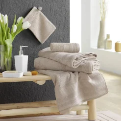 Serviette De Toilette|Douceur D'Intérieur Serviette de Toilette 50x90 cm 100% Coton Taupe