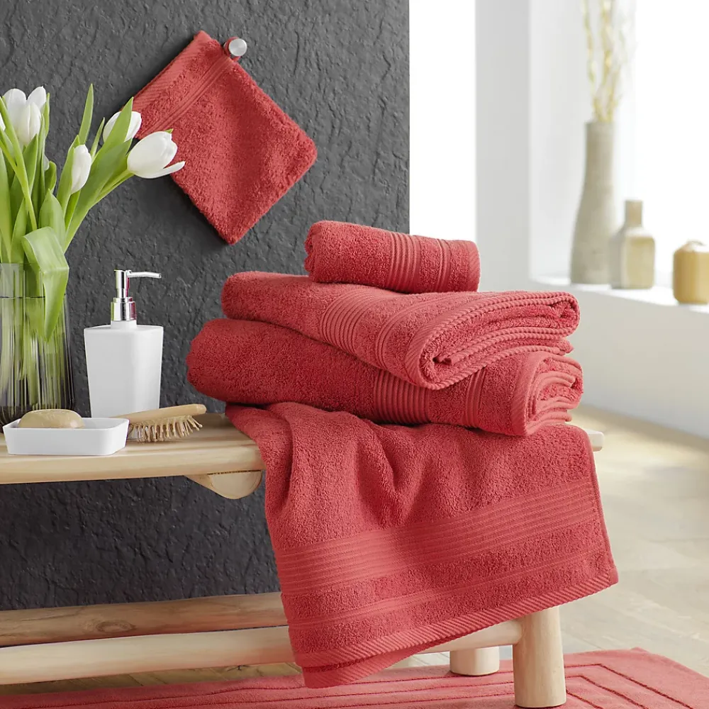Serviette De Toilette|Douceur D'Intérieur Serviette de Toilette 50x90 cm 100% Coton Terracotta