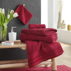Serviette De Toilette|Eden Serviette ou drap de douche 70 x 130 cm Tendresse rouge