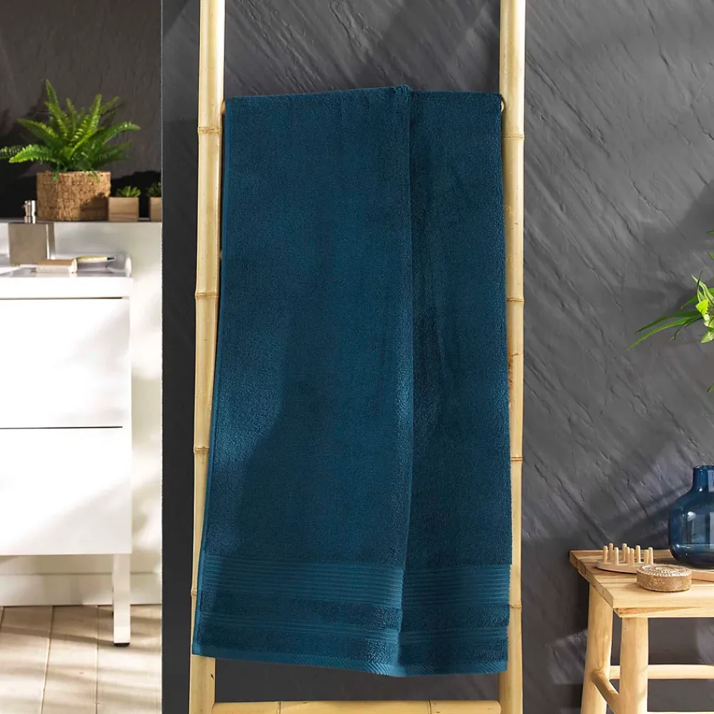 Serviette De Toilette|Eden Serviette ou drap de douche 70 x 130 cm Tendresse bleu saphir
