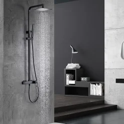 Colonne De Douche Mécanique|Imex Products Set colonne de douche noire mate en acier et laiton mitigeur monocommande