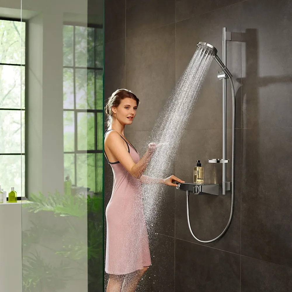 Hansgrohe Set de douche 120 3jet PowderRain avec barre Unica'S puro 90 cm et porte-savon chromé Raindance Select
