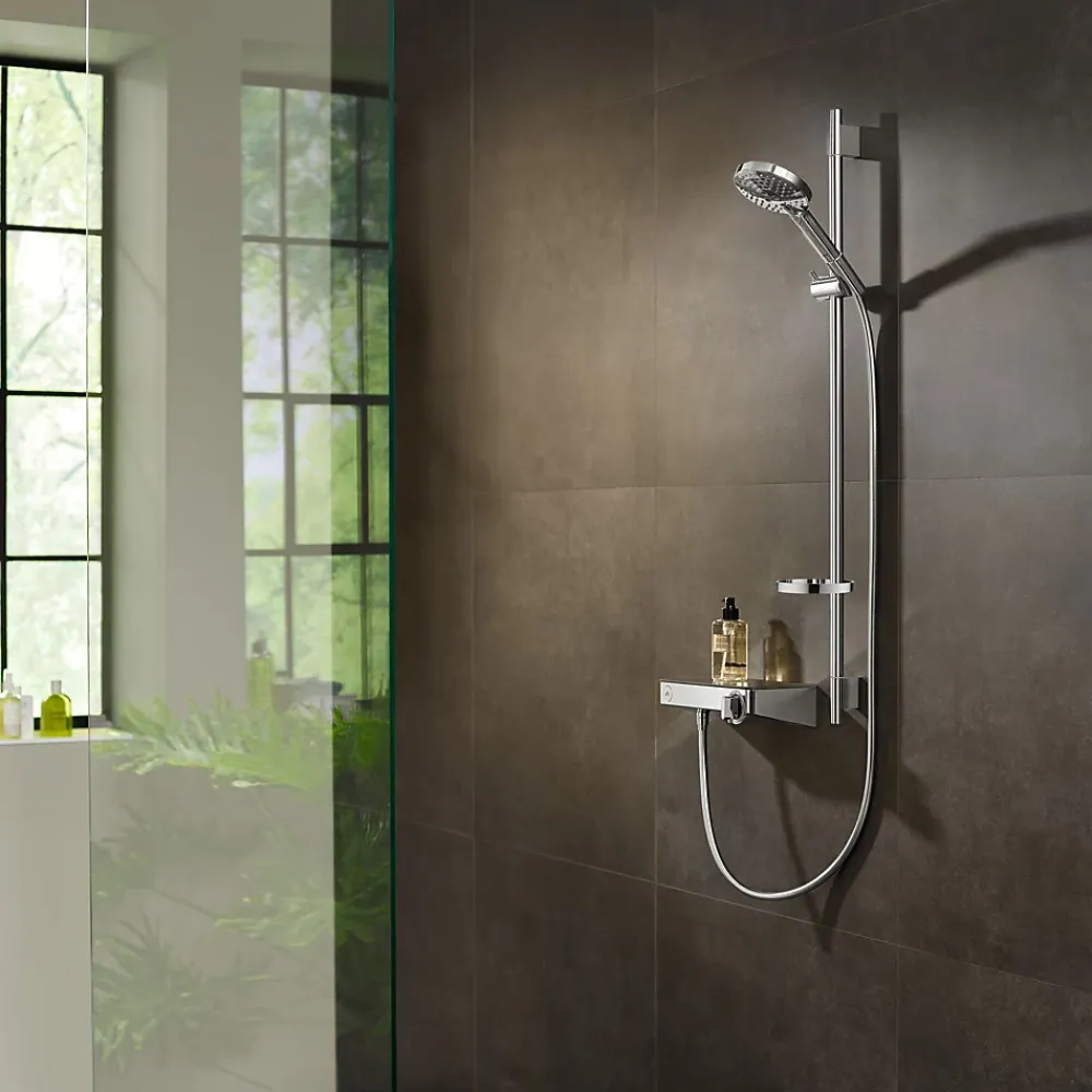 Hansgrohe Set de douche 120 3jet PowderRain avec barre Unica'S puro 90 cm et porte-savon chromé Raindance Select