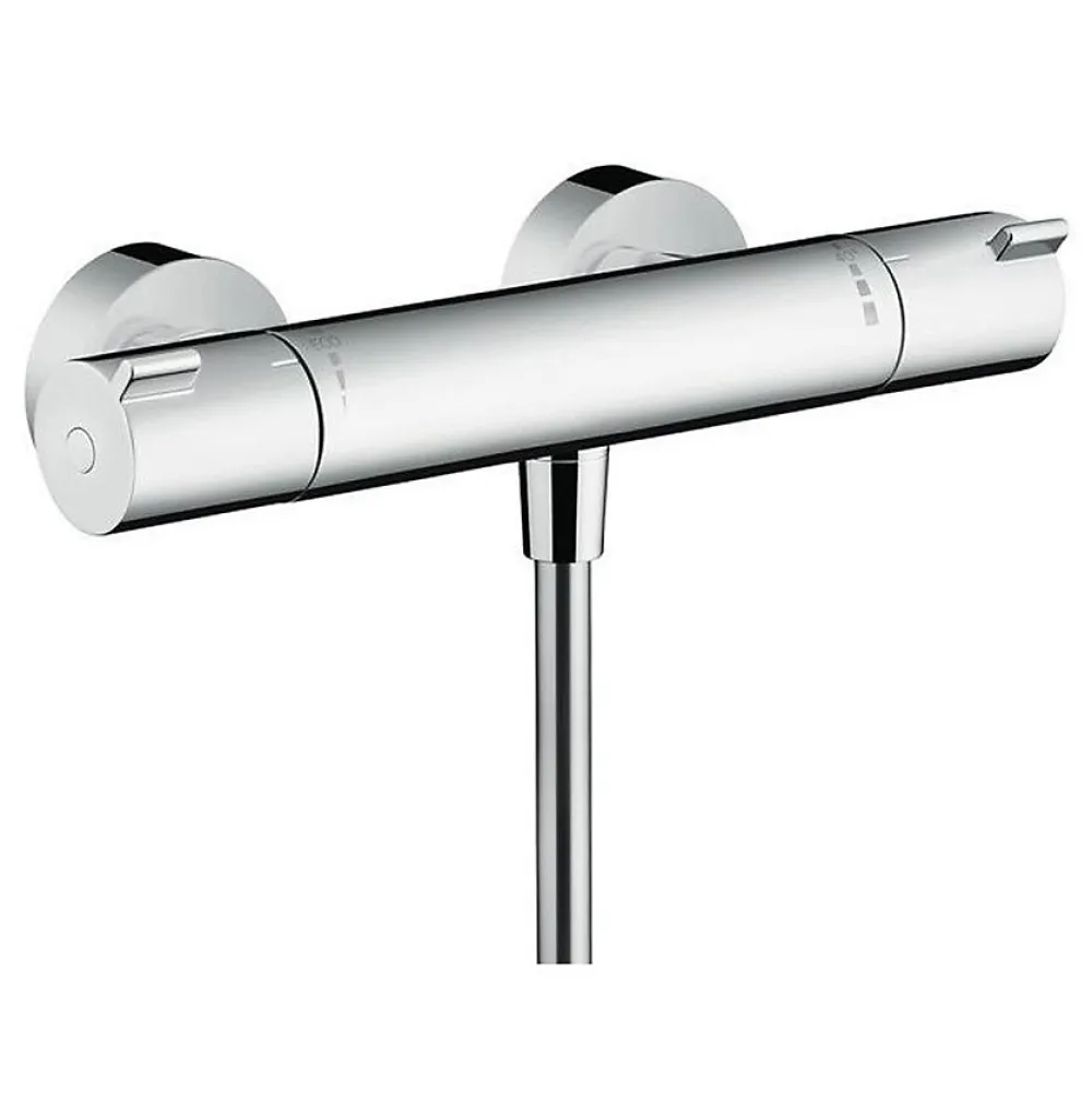Hansgrohe Set de douche Croma Select S 110 1jet / Unica'Crometta 0,65m + Mitigeur thermostatique de Douche, Chrome (13211000-Crometta3)