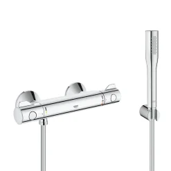 Colonne De Douche Sans Robinetterie|Grohe Set de douche Mitigeur thermostatique Grohtherm 800 + Douchette stick 1 jet Euphoria Cosmopolitan, Chrome (34558000-Euphoria)