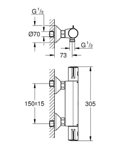 Colonne De Douche Sans Robinetterie|Grohe Set de douche Mitigeur thermostatique Grohtherm 800 + Douchette stick 1 jet Euphoria Cosmopolitan, Chrome (34558000-Euphoria)
