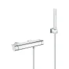 Colonne De Douche Sans Robinetterie|Grohe Set de douche Mitigeur thermostatique Grohtherm + Douchette Stick 1 jet, support mural, flexible, Chrome (34169001-CUBESTICK)