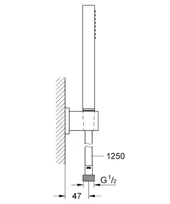 Colonne De Douche Sans Robinetterie|Grohe Set de douche Mitigeur thermostatique Grohtherm + Douchette Stick 1 jet, support mural, flexible, Chrome (34169001-CUBESTICK)