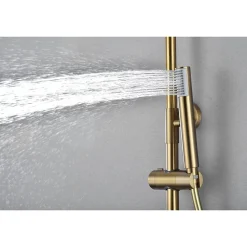 Imex Products Set de douche monocommande or brosse acier et laiton avec pommeau 20 cm anticalcaire