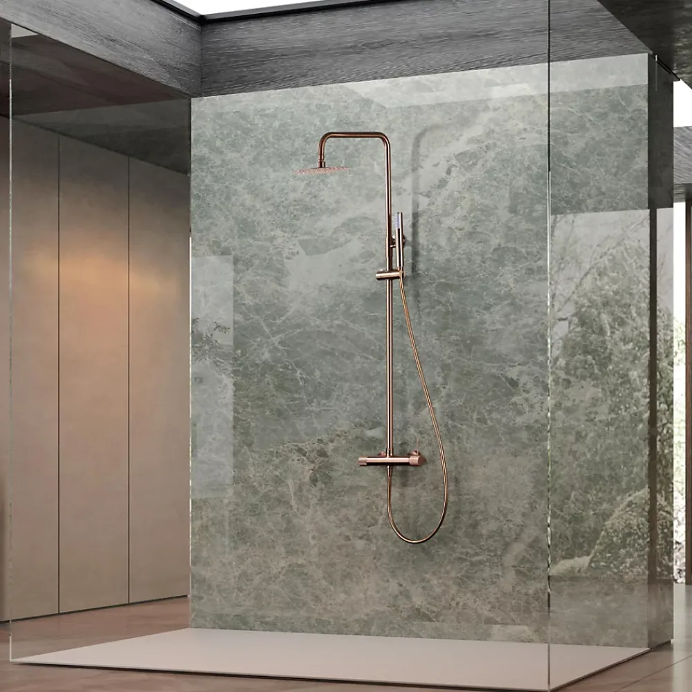 Colonne De Douche Encastrable|Imex Products Set douche mitigeur monocommande or rose acier et laiton finition PVD