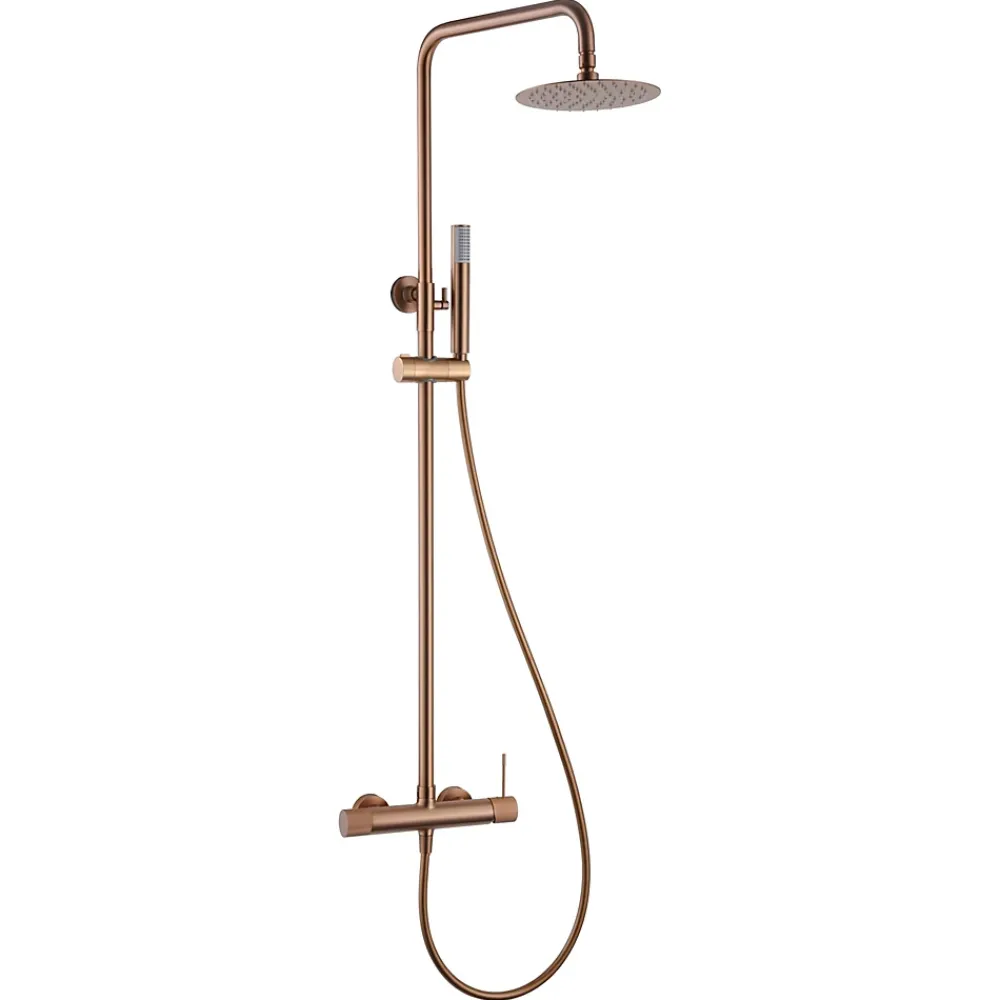 Colonne De Douche Encastrable|Imex Products Set douche mitigeur monocommande or rose acier et laiton finition PVD