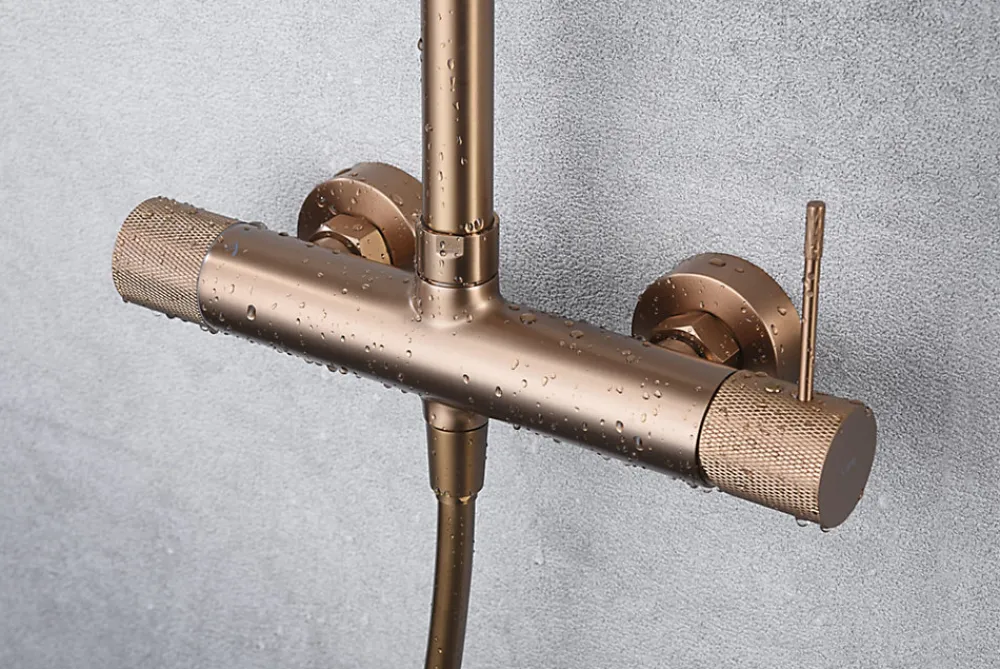 Colonne De Douche Encastrable|Imex Products Set douche mitigeur monocommande or rose acier et laiton finition PVD