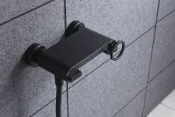 Imex Products Set douche monocommande noir mat en laiton et zamak avec flexible PVC 180 cm