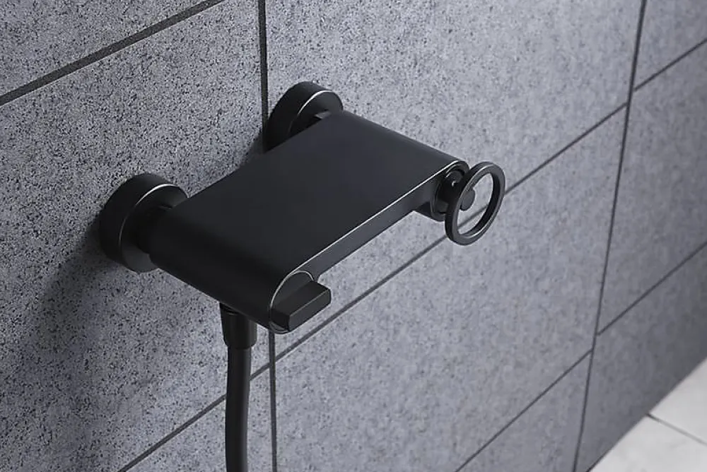 Imex Products Set douche monocommande noir mat en laiton et zamak avec flexible PVC 180 cm
