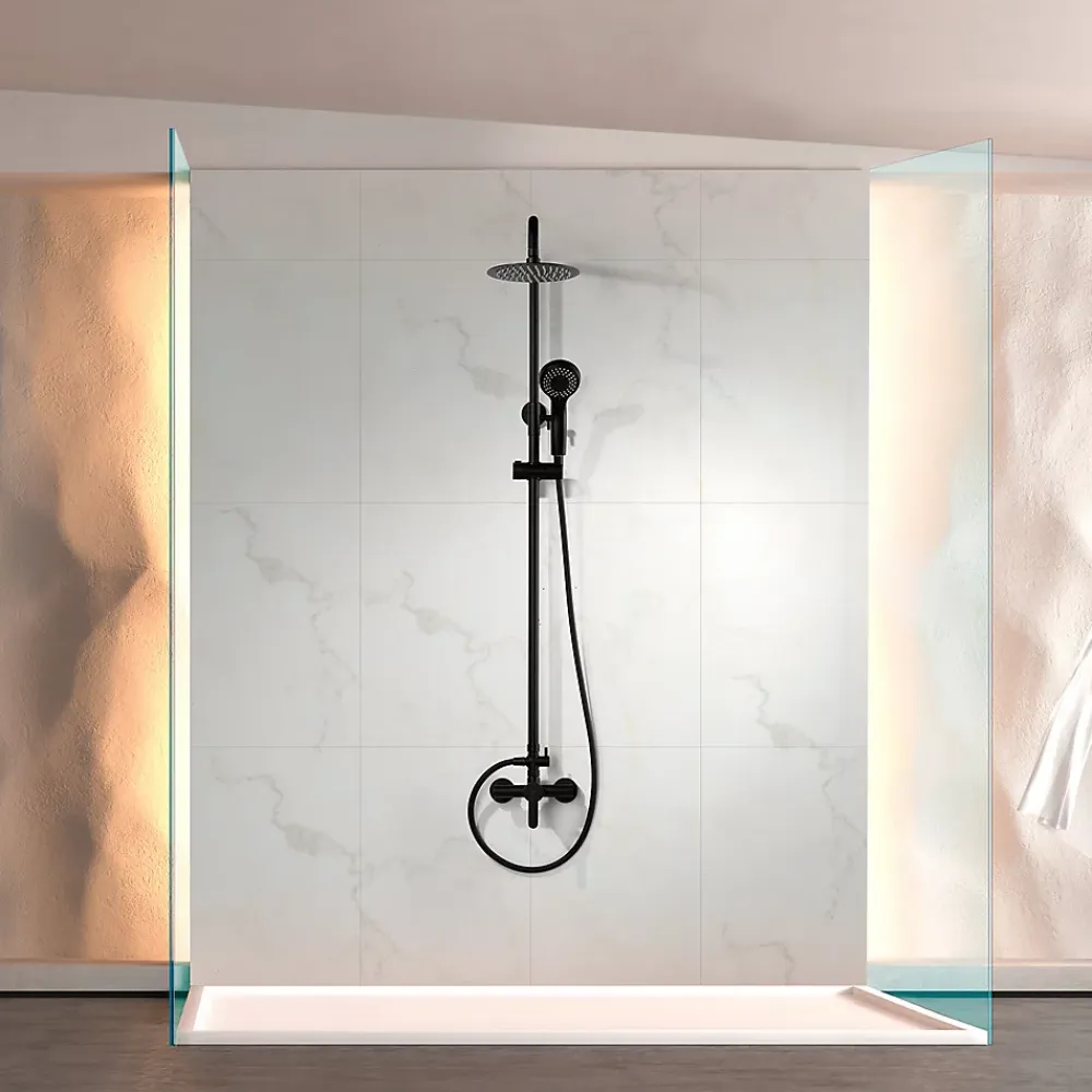 Colonne De Douche Encastrable|Imex Products Set douche monocommande noir mat en acier et laiton pommeau extraplat anticalcaire