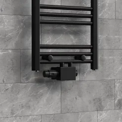 Luxebath Set vanne thermostatique universel noir pour radiateur de salle de bain à raccord central