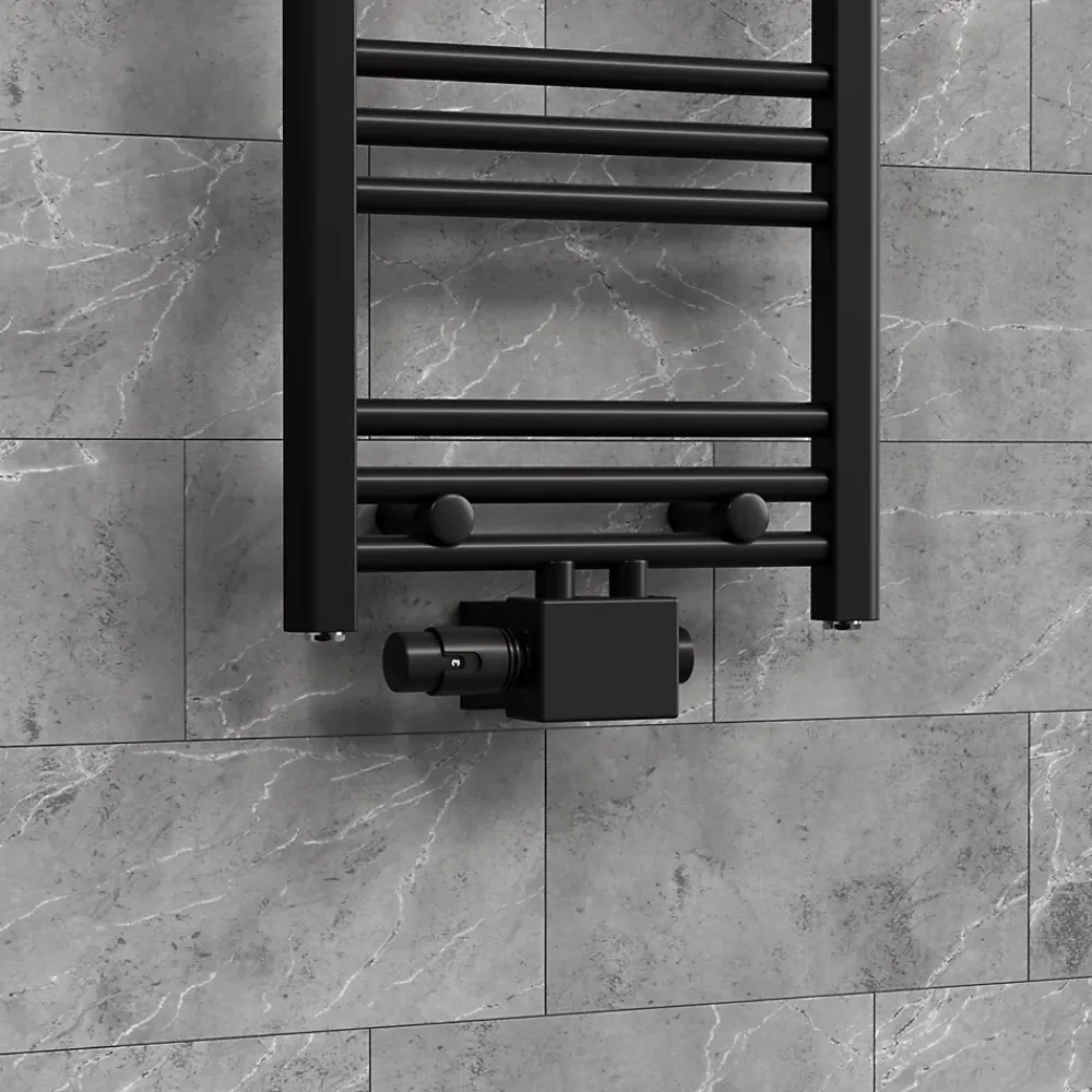 Luxebath Set vanne thermostatique universel noir pour radiateur de salle de bain à raccord central