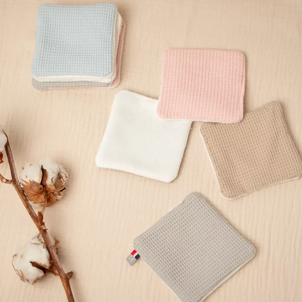Sevira Kids Lingettes bébé lavables 8 pièces Nid d'abeille & bambou