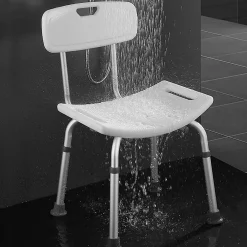 Kibath Siège à dossier carré, finition BLANC mat, en ABS