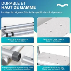Siège De Douche|Dileci Siège de baignoire PMR adaptatif en largeur -