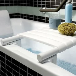 Siège De Douche|Godonnier siège de bain en aluminium blanche extensible de 484 à 640 mm