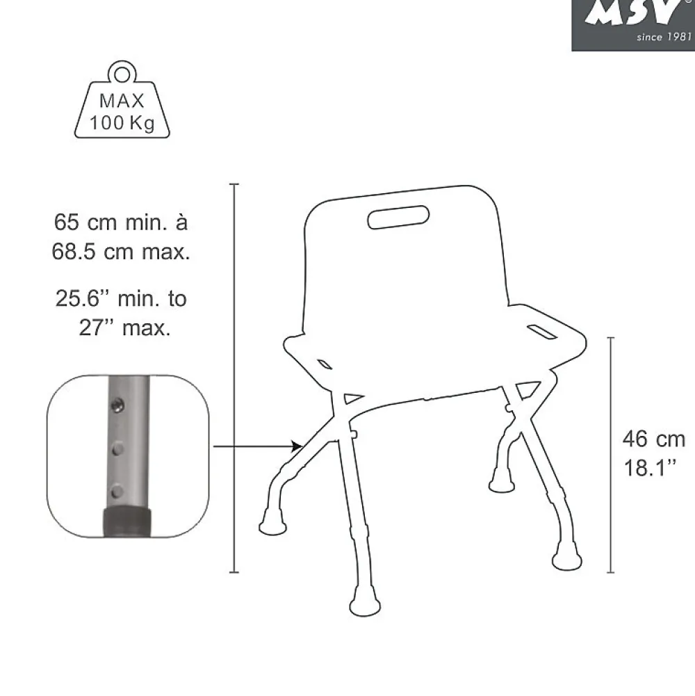 Siège De Douche|MSV Siège de douche ajustable pliable