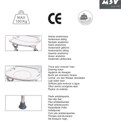 Siège De Douche|MSV Siège de douche ajustable pliable
