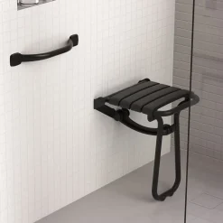 Godonnier Siège de douche en aluminium noir Confort charge maximale 150 kg