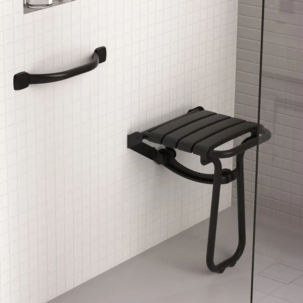 Godonnier Siège de douche en aluminium noir Confort charge maximale 150 kg
