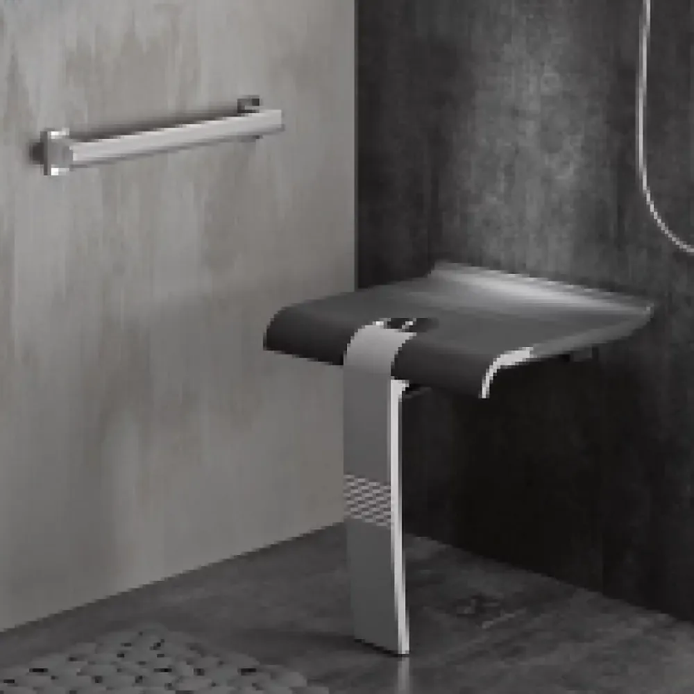 Siège De Douche|Pellet Siège de douche escamotable Arsis - Gris anthracite et Gris mat