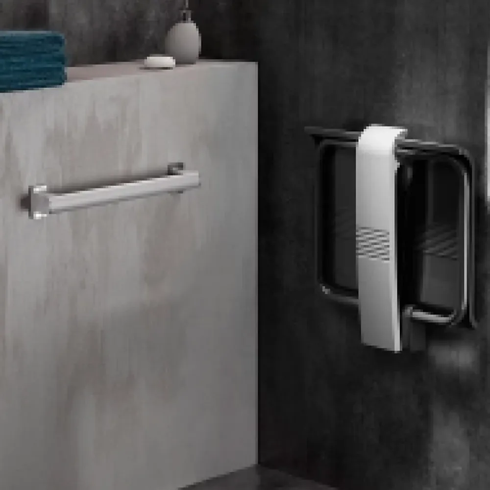 Siège De Douche|Pellet Siège de douche escamotable Arsis - Gris anthracite et Gris mat