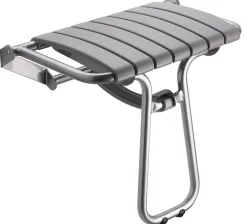 Siège De Douche|Godonnier Siège de douche large et pliable, aluminium avec lattes grises, l.58,5 x H.50 x P.36 cm,