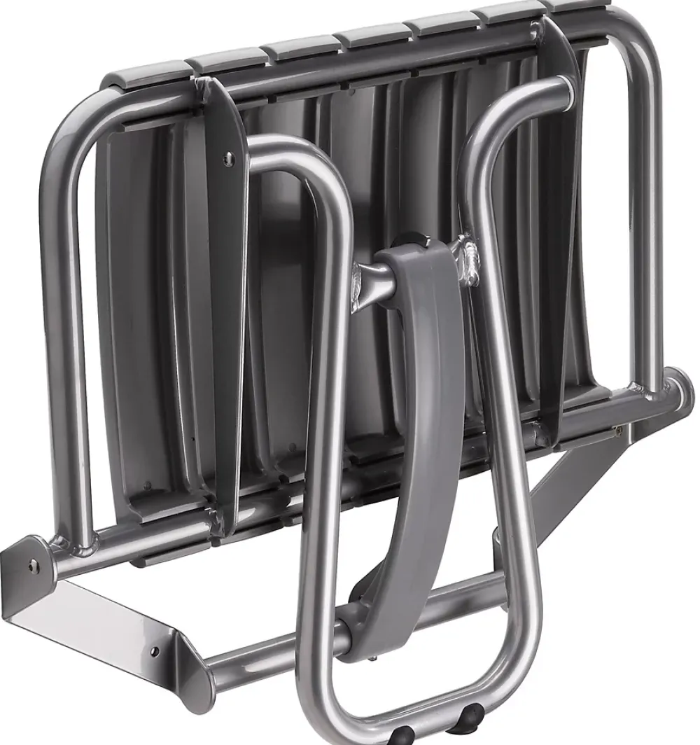 Siège De Douche|Godonnier Siège de douche large et pliable, aluminium avec lattes grises, l.58,5 x H.50 x P.36 cm,
