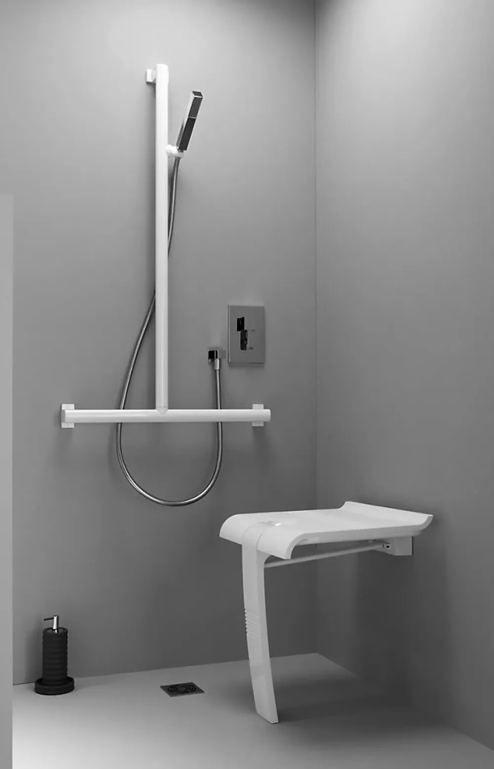 Siège De Douche|Godonnier Siège de douche piètement alu, assise polymère coloris blanc l.45 x P.44,2 x H.50 cm