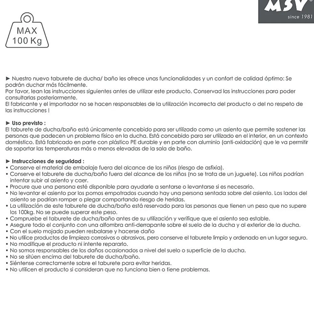 Siège De Douche|MSV Siège de douche pliable ajustable Max 100kg