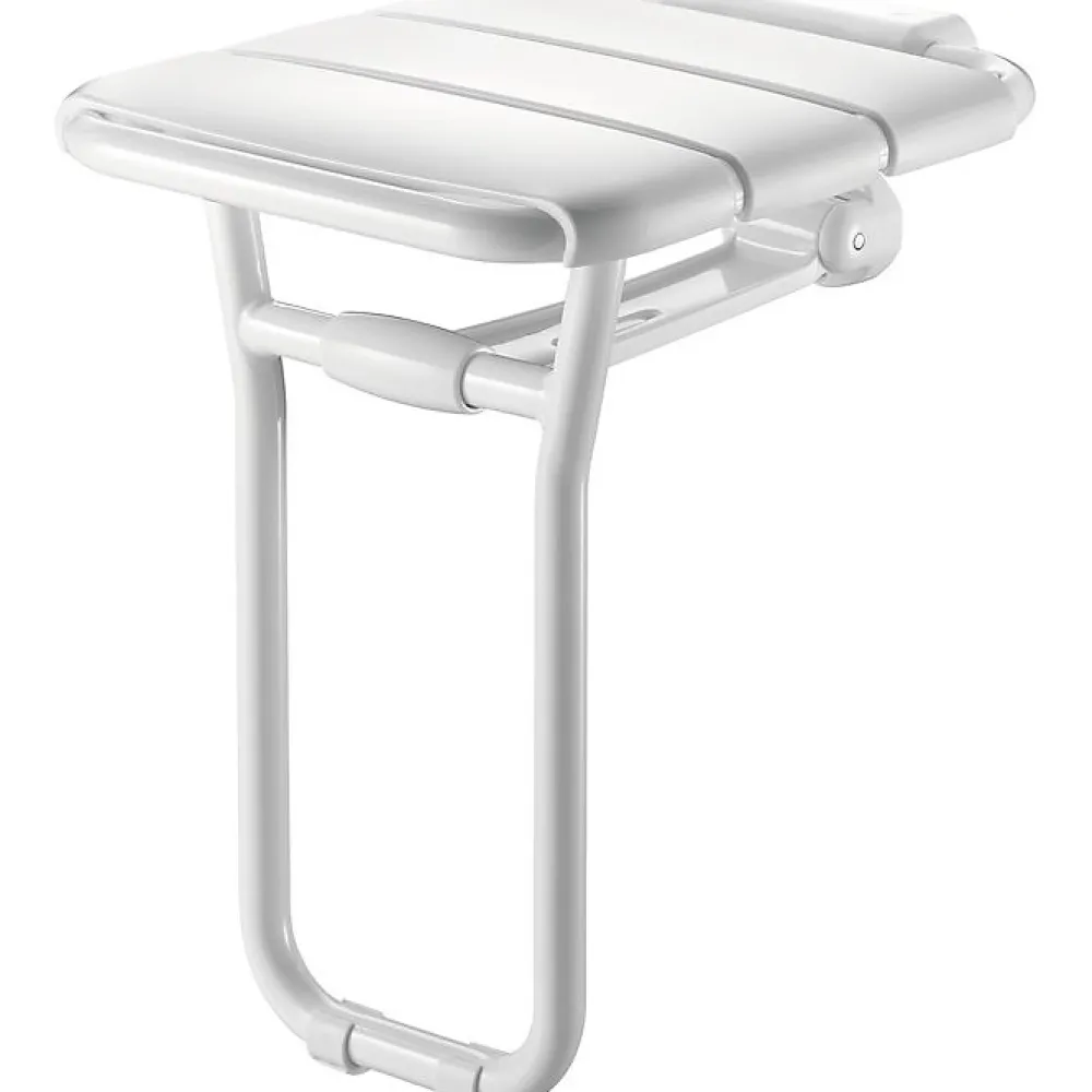 Siège De Douche|Delabie Siège de douche relevable avec pied en aluminium époxy blanc -