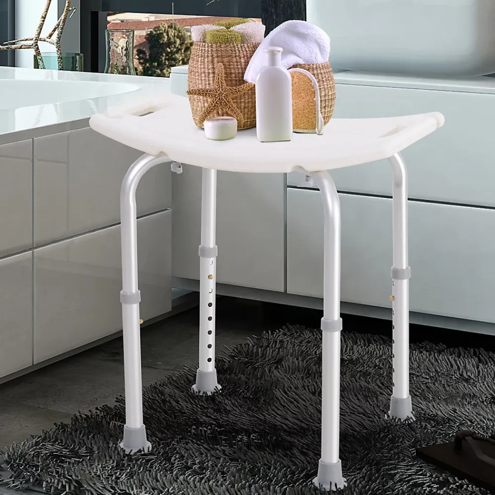 Siège De Douche|Homcom Siège de douche réglable en hauteur tabouret de douche ergonomique pieds antidérapants charge max. 136 Kg alu HDPE blanc
