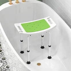 Homcom Siège de douche réglable en hauteur tabouret de douche ergonomique pieds antidérapants charge max. 135 Kg alu HDPE blanc vert