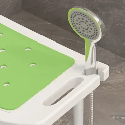 Homcom Siège de douche réglable en hauteur tabouret de douche ergonomique pieds antidérapants charge max. 135 Kg alu HDPE blanc vert