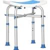 Siège De Douche|Homcom Siège de douche réglable en hauteur tabouret de douche ergonomique pieds antidérapants charge max. 150 Kg alu HDPE blanc bleu