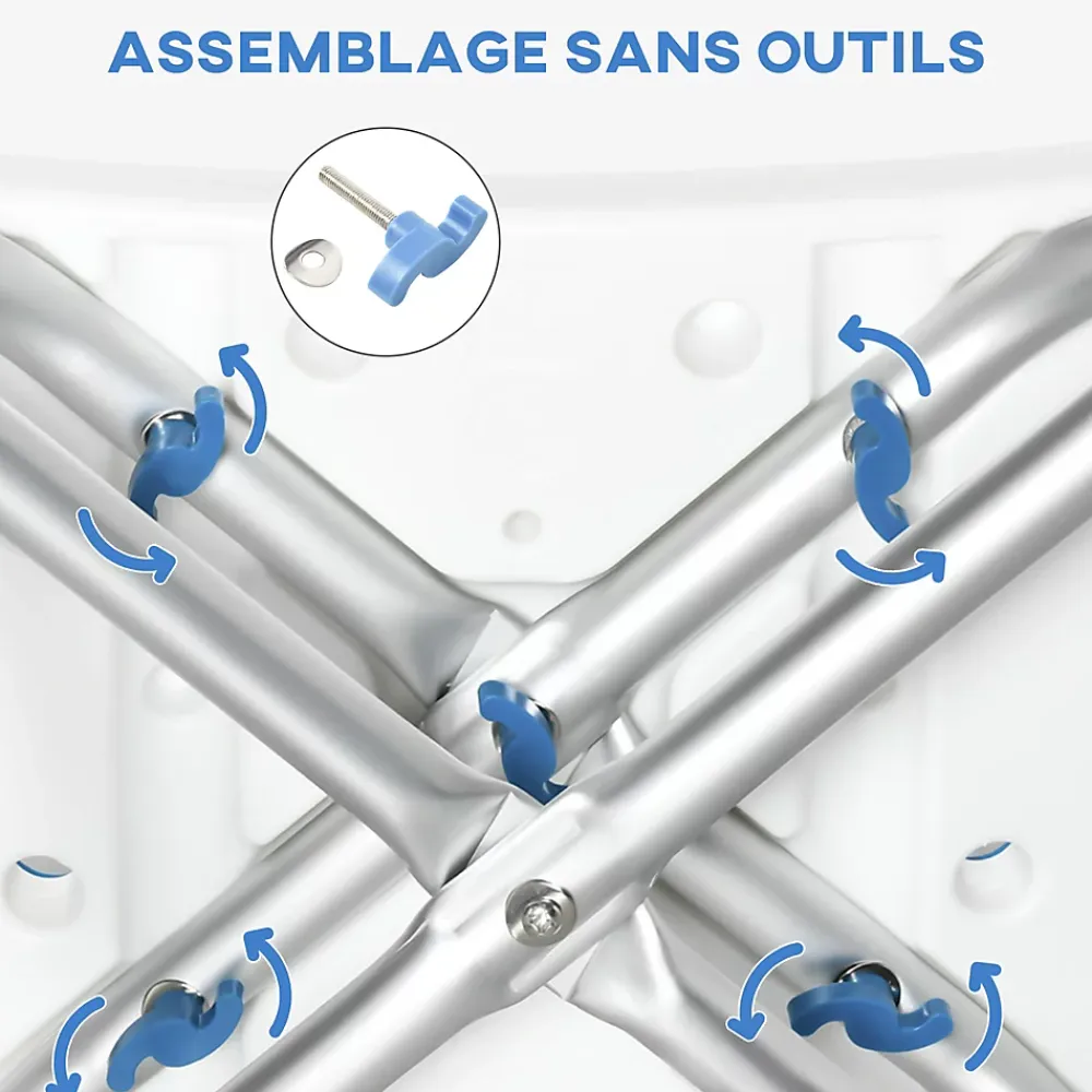 Siège De Douche|Homcom Siège de douche réglable en hauteur tabouret de douche ergonomique pieds antidérapants charge max. 150 Kg alu HDPE blanc bleu