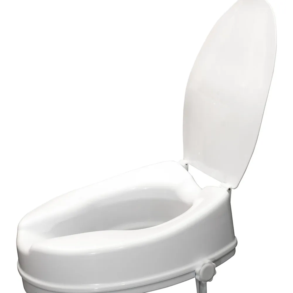 Wc Pmr|Aidapt Siège de toilette surélevé en plastique avec couvercle Senator blanc - Hauteur 10 cm