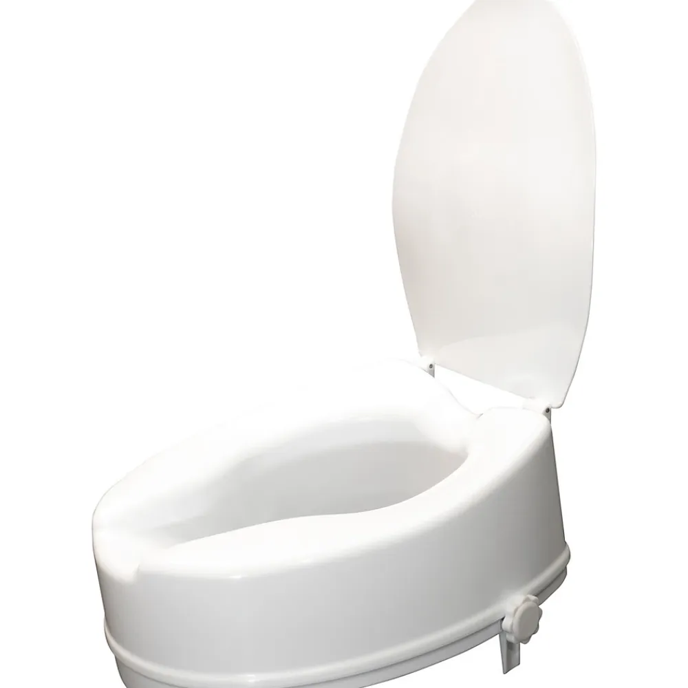 Aidapt Siège de toilette surélevé en plastique avec couvercle Senator blanc - Hauteur 16 cm